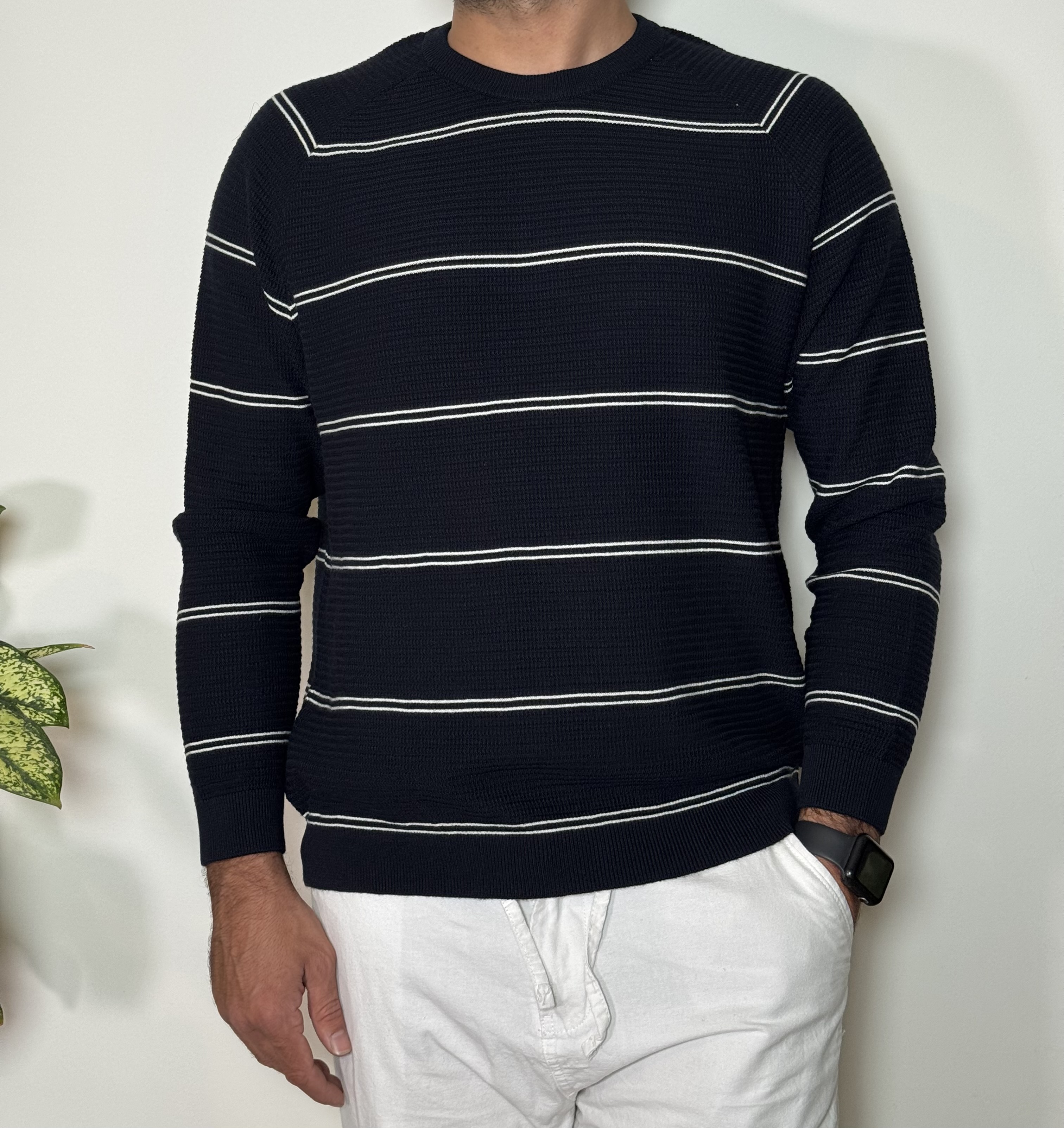 بافت یقه گرد راه راه Zara